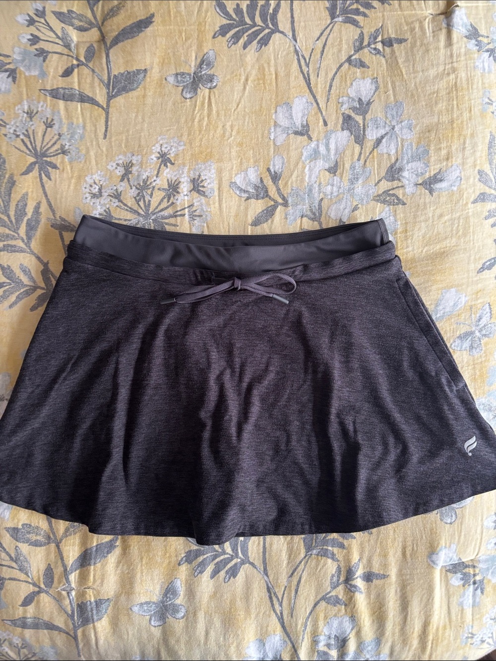 Fabletics Charcoal Gray Skater Skirt with Drawstring Waist